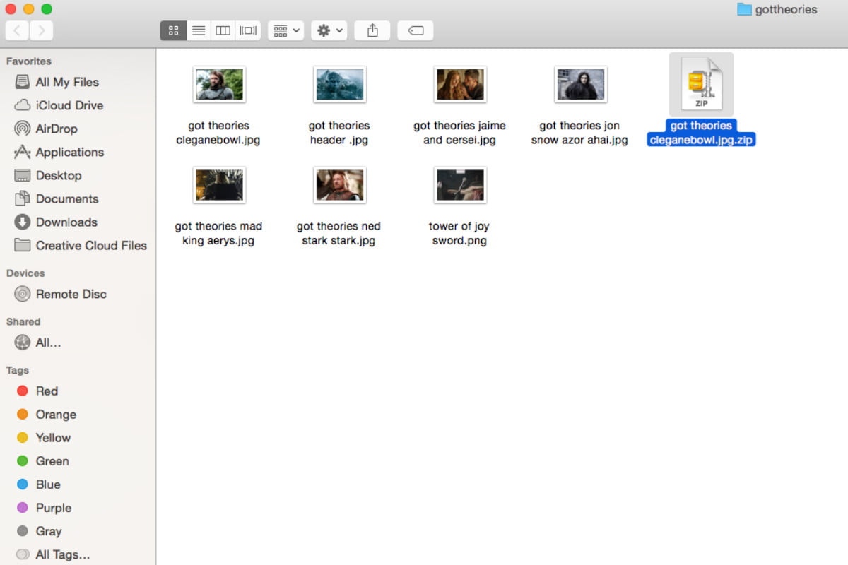 make a zip file of photos on mac for email